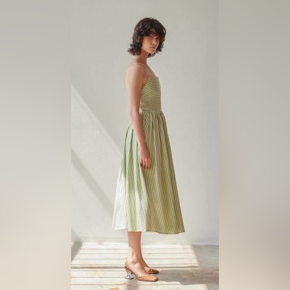 OhSevenDays Beth Dress – Green Stripe – Size Small – 100% Cotton - Picture 3 of 9
